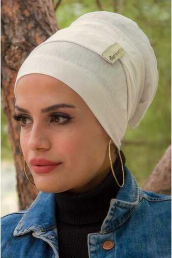 Aişe tesettür Off-White Oversize Non-Slip Bonnet - 40500