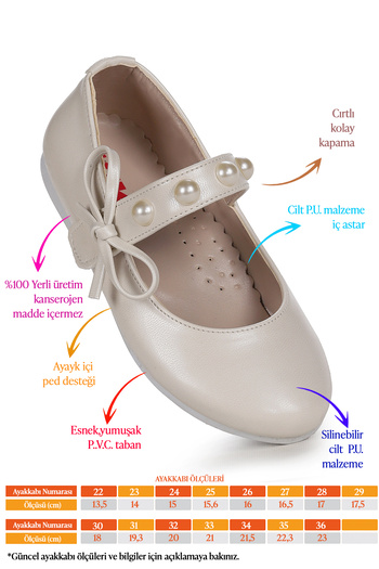 Kiko Kids Bareti Leather Daily Velcro Girls' Ballerina Shoes
