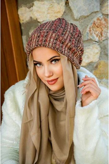 Aişe tesettür Tan Knitwear Without Scarf Hijab Beanie