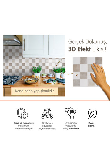 Stickez Tiles 3d Kendinden Yapışkanlı Duvar Karosu 30,5 cm x 30,5 cm (4 ADET) 0,371 m²