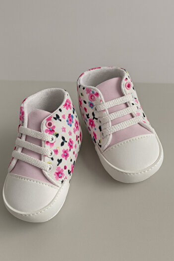 mini mia Baby Girl Floral First Step Shoes Booties Flexible and Non-Slip Sole