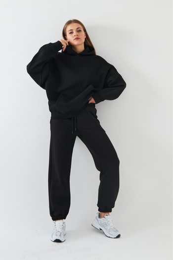 The Champ Clothing Σετ αθλητικών φούτερ Unisex Oversize Μαύρο – Basic, 3-κλωνο ριγέ φλις; Φούτερ με κουκούλα, ελαστικό κάτω μέρος