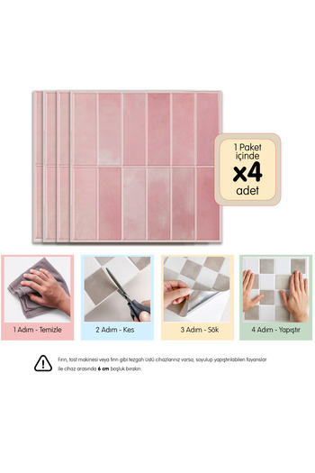 Stickez Tiles 3d Kendinden Yapışkanlı Duvar Karosu 30,5 cm x 30,5 cm (4 ADET) 0,371 m²