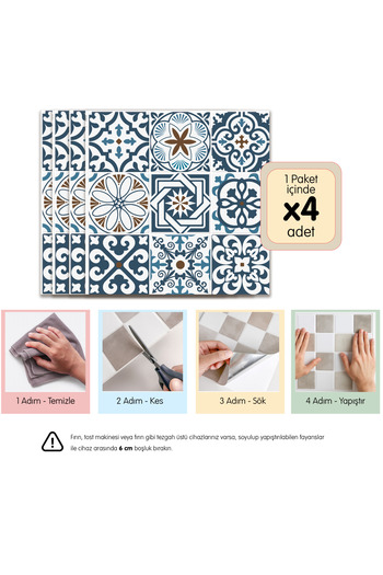 Stickez Tiles 3d Kendinden Yapışkanlı Duvar Karosu 30,5 cm x 30,5 cm (4 ADET) 0,371 m²