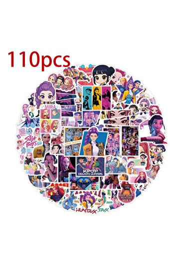 Miniso 110-pcs 55/74pcs Kpop Demon Hunters Stickers Cartoon Anime Sticker Huntrix Decorative Stickers for S