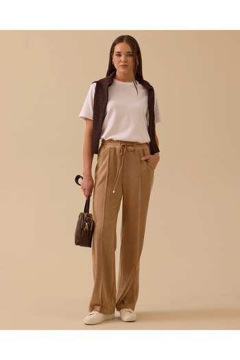 SCL Pocketed Lace-Up Suede Trousers