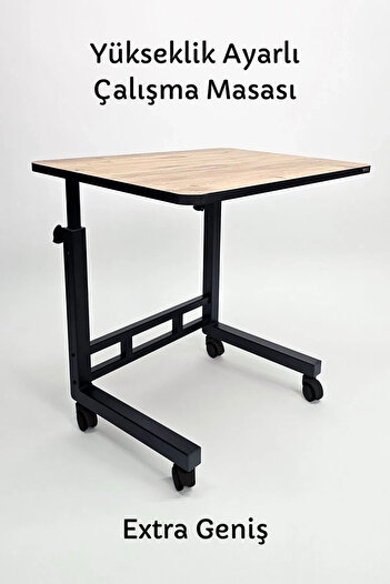Forada Home & Style Yükseklik Ayarlı MDF Laptop Ders Çalışma Masası (50x70 cm MDF Tablalı / Tekerlekli)