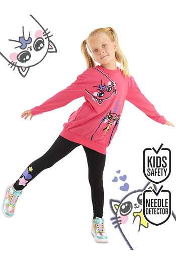 Denokids Bestie Cats Girl's T-shirt Tights Set
