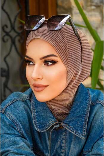 Aişe tesettür Copper Striped Swimming Cap - Sports Cap