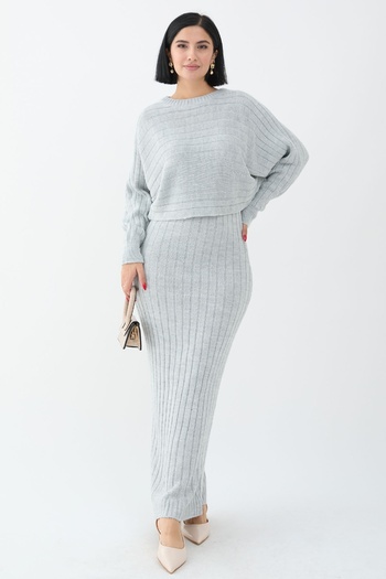 InStyle Short Sweater Set with Gray Knitwear Dress
