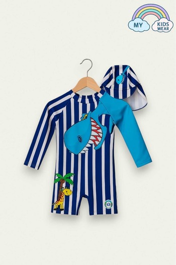 My Kids Wear Zippered Long Sleeve Swimsuit with Hat