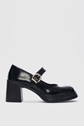 selinshoes Γυναικεία παπούτσια Lorien Gold με αξεσουάρ και ρυθμιζόμενη λεπτομέρεια πόρπης - ΜΑΥΡΟ λουστρίνι