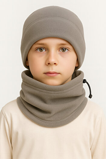 Homy Life Winter Fleece Beanie & Drawstring Neck Gaiter Scarf 2-Piece Set – Multifunctional Windproof Balaclava Beanie