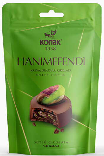 KONAK HANIMEFENDİ Antep Fıstık Parçacıklı & Dolgulu Sütlü Çikolata