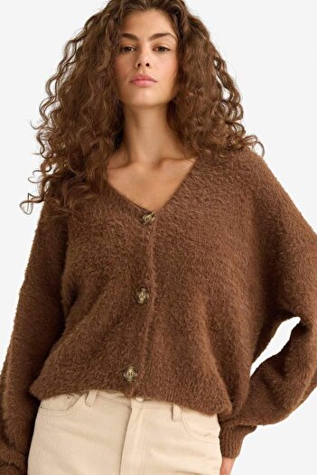 DeFacto Oversize Wide Fit V-Neck Knitwear Cardigan (25 Wn)