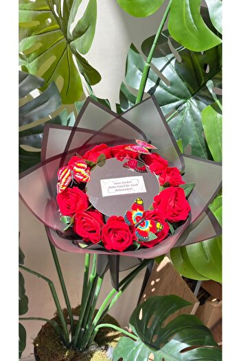 blackrosehediye Sana senden daha güzel bir çiçek bulamadım aynalı çiçek buketi - Kelebek Buketi - Ayna Buketi