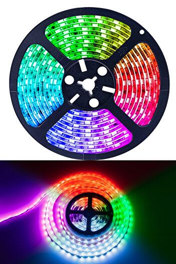 hırdawhat 5 mt Kumandalı Işıldak Rgb Şerit Led Lamba Iç Ve Dış Mekan Silikon Yapışkanlı Aydınlatma