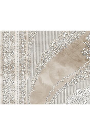 Sermod 10069 Model Milk Brown Velvet Effect Non-Slip Carpet Cover