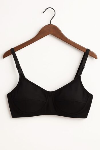 enmodaiçgiyim Black Sponge-Free Underwire Cotton Combed Bra – Ideal for Comfortable and Natural Daily Use