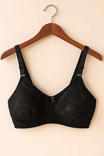 enmodaiçgiyim Recovery Bra No Sponge No Underwire Seamless Lace Comfortable Comfortable Everyday Bra Black Color