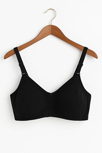 enmodaiçgiyim Seamless Jersey Fabric Gathered Women's Bra - Black