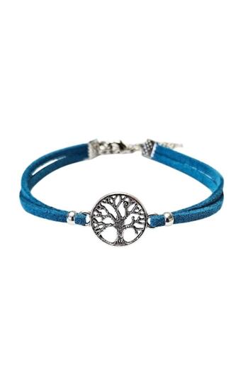 Wild Bracelets Bratara Copacul vietii, din piele intoarsa , albastru teal, lucrata manual by