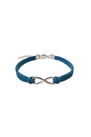 Wild Bracelets Bratara Infinit, din piele intoarsa , albastru teal, lucrata manual by