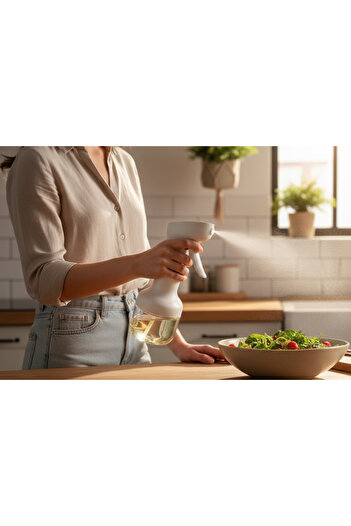 zezedesing Sprey Yağdanlık Airfryer için Yağdanlık, Püskürtmeli Sprey Cam Şişe Zeytinyağı Yağ Püskürtücü