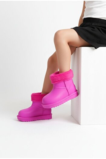 Moda Lime Μπότες βροχής Ανθεκτικές στο κρύο και εύκολο να φορεθούν Παιδικές χειμερινές μπότες με ελαστική αντιολισθητική σόλα με γούνα