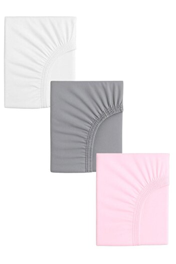 COTENCONCEPT 3 Pieces Cotton and Elastic 60 X 120 X 15 cm Combed Cotton Baby Bedsheet