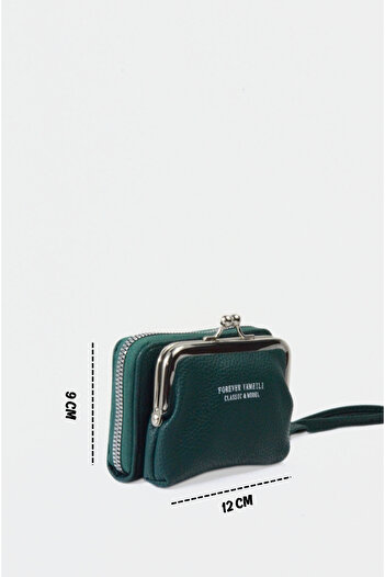 Mazel Design 9327 Genuine Leather Zippered Card Holder, Coin Imported Women's Wallet - Multi-Pocket, with Wrist Strap