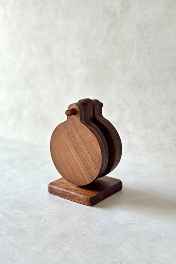 Dekorzdükkan 4-Piece Acacia Stand Coasters & Trivets