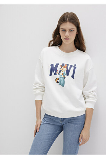 Mavi Cat Logo Ecru Sweatshirt 1S10460-70057