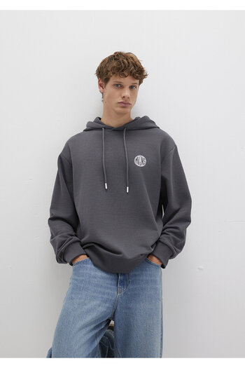 Mavi Mvjns Logo Printed Hooded Anthracite Sweatshirt 0611786-80106