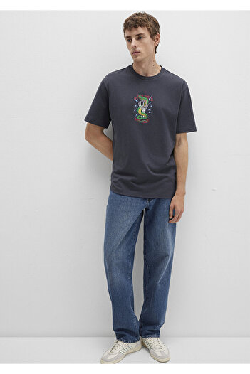 Mavi Back Printed Anthracite T-Shirt Loose Fit / Loose Relaxed Fit 0612929-80106