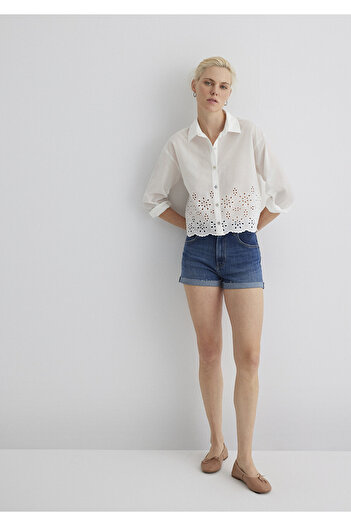 Mavi Vivia Cuffed Dark Flex Blue Jean Shorts 1411217-89702