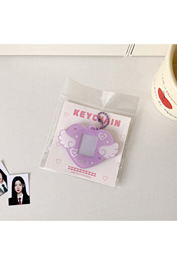 Choice Purple INS Style Korean Style Heart Wings Hard Card Folder Brick Acrylic for 1 inch ID Photo Storage