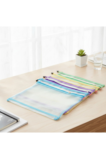 Südor File File A4 Zippered Double Compartment Four Colors Pack of 12