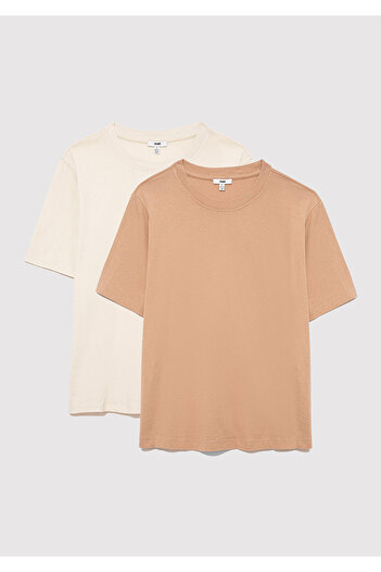 Mavi 2 Pack Women's Basic T-Shirt Regular Fit 1611366 -70072