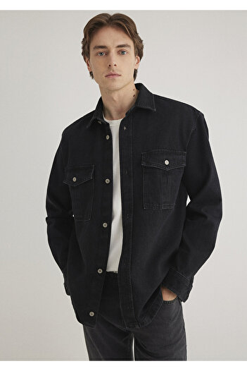 Mavi Black Denim Shirt Loose Fit / Loose Relaxed Cut 0211419-900