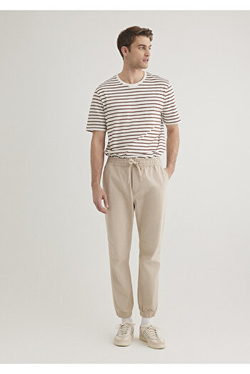 Mavi Beige Jogger Trousers with Elastic Waist 000169 -70004