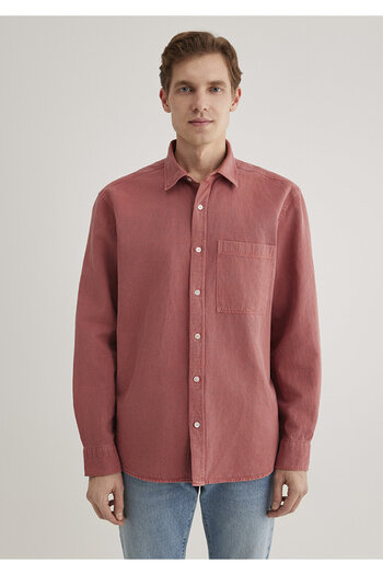 Mavi Keten Karışımlı Pembe Tencel Gömlek Regular Fit / Normal Kesim 0211377-71100