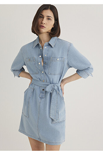 Mavi Bridget Gold Classic Light Blue Jean Dress 1310541 -87816
