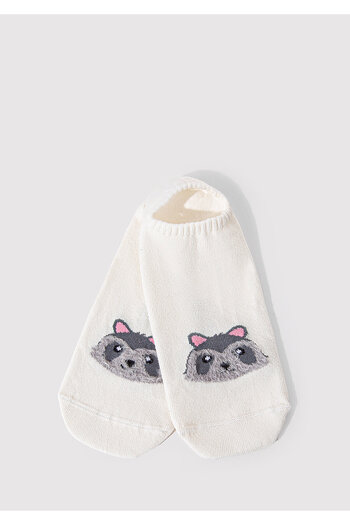 Mavi Fox Printed White Ballerina Socks 1912780-620