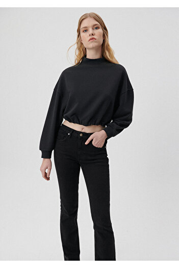 Mavi Lace Waist High Collar Anthracite Sweatshirt 1s10003-70763