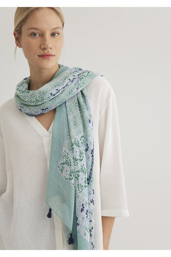 Mavi Floral Printed Green Shawl 1910032-32950