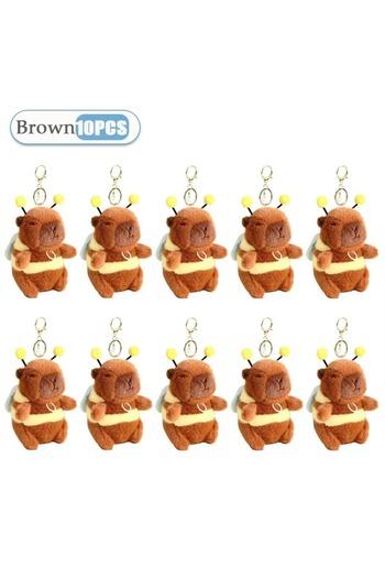 Choice Brown-10PCS 1-10PCS Brown Soft Capybara Key Ring Cross Dressing Funny Plush Bee Pendant Fur Pulling