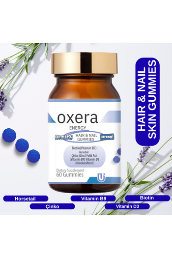 OXERA ENERGY Gummies 60-Pack – Biotin, Zinc, Horsetail Extract, – Hair and Nail Support