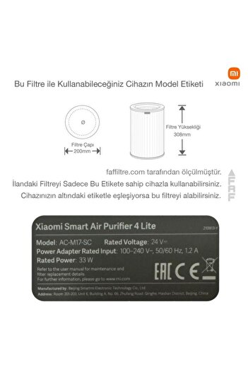 Xiaomi Mi Smart 4 Lite Air Purifier Hepa Filtre
