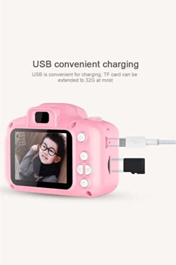 Torima Pembe Renk CMR7 + SD Card Hediyeli 1080p Hd Çocuk Kamera Dijital Fotoğraf Makinesi
